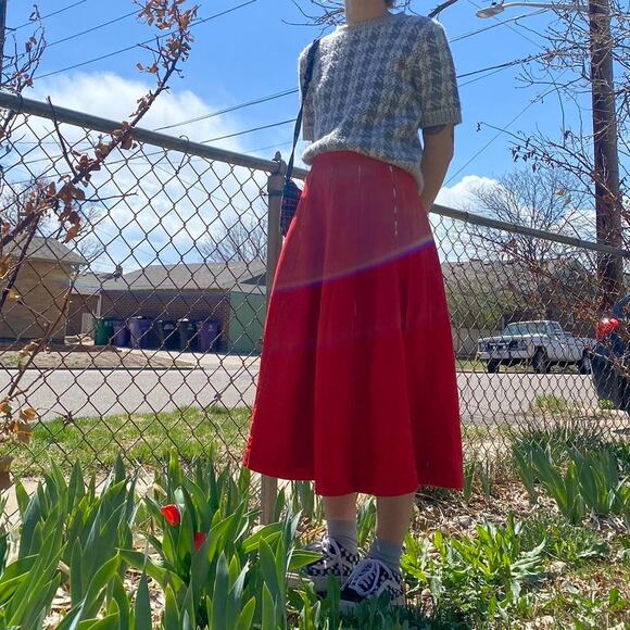Vintage Red with white details By Petti gorgeous skirt size 24 - Picture 3 of 7